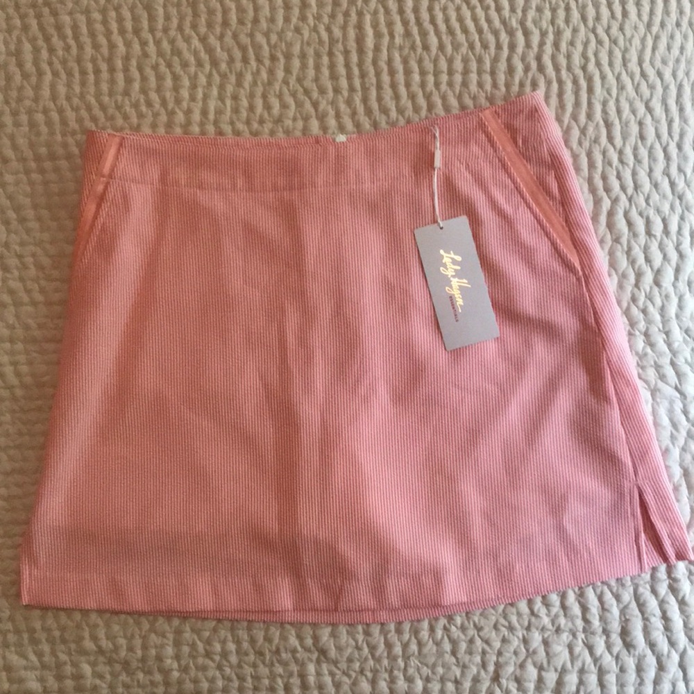 Lady Hagen Golf Skort Orange and White Seersucker